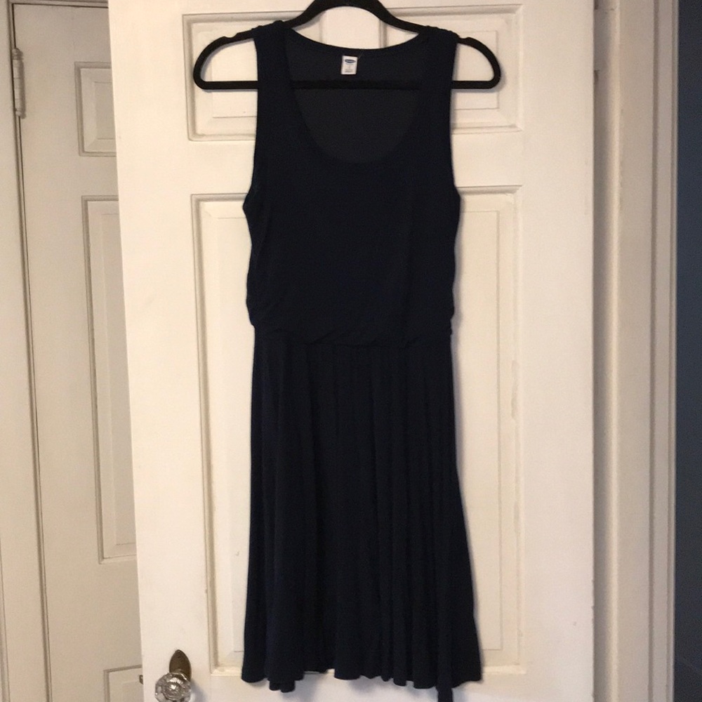 Navy blue cinched waist dress